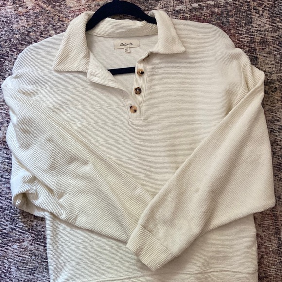 Ottoman Jacquard Polo Top Antique Cream xxs - Picture 3 of 6